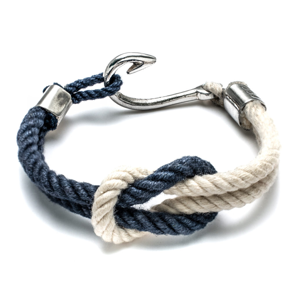 Fish Hook & Rigging Anti-Slip Bracelet Fishing and Sailing Brown Leather Bracelet